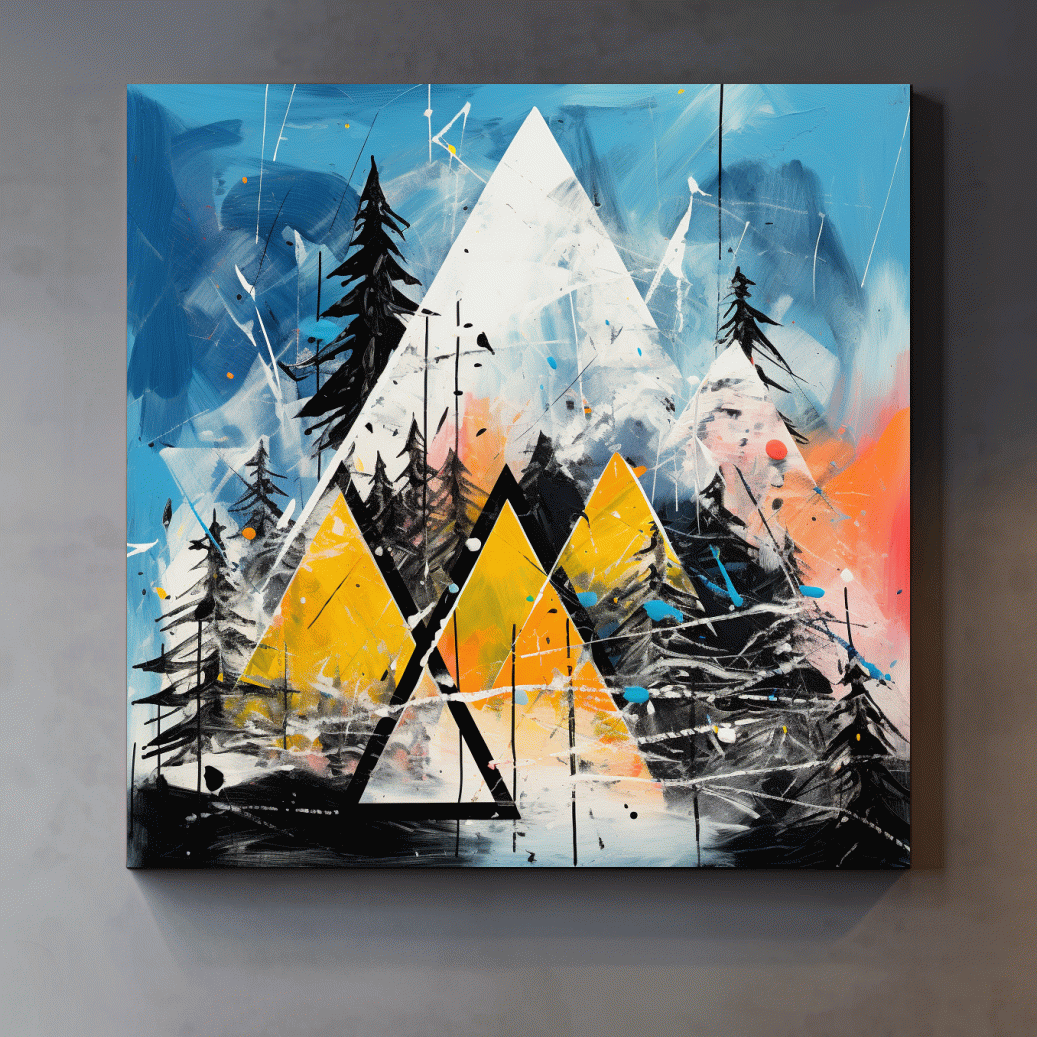 Abstract Geometric Mountain Peaks - Vibrant Colorful Forest Wall Art