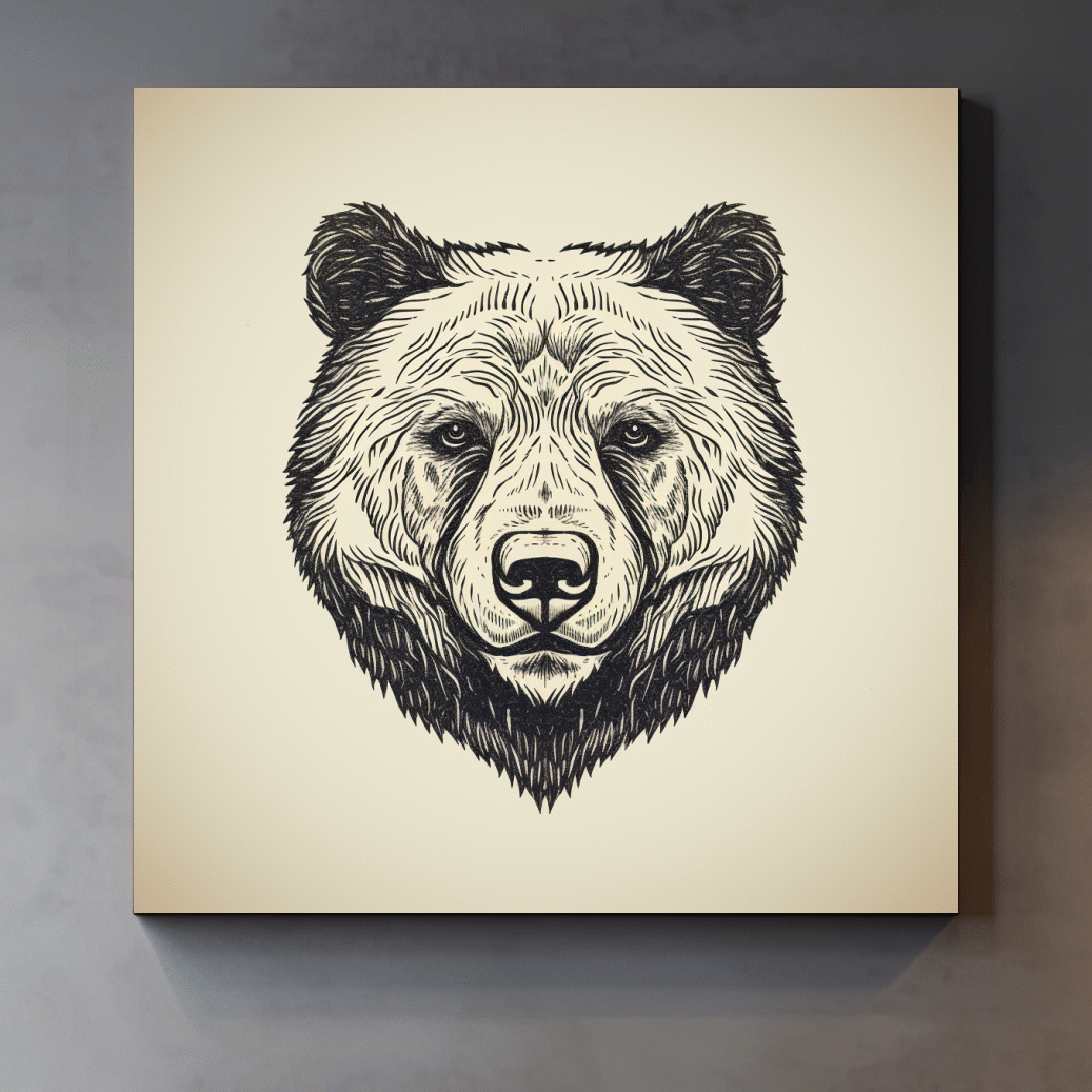 Simple minimal illustration of a bear head