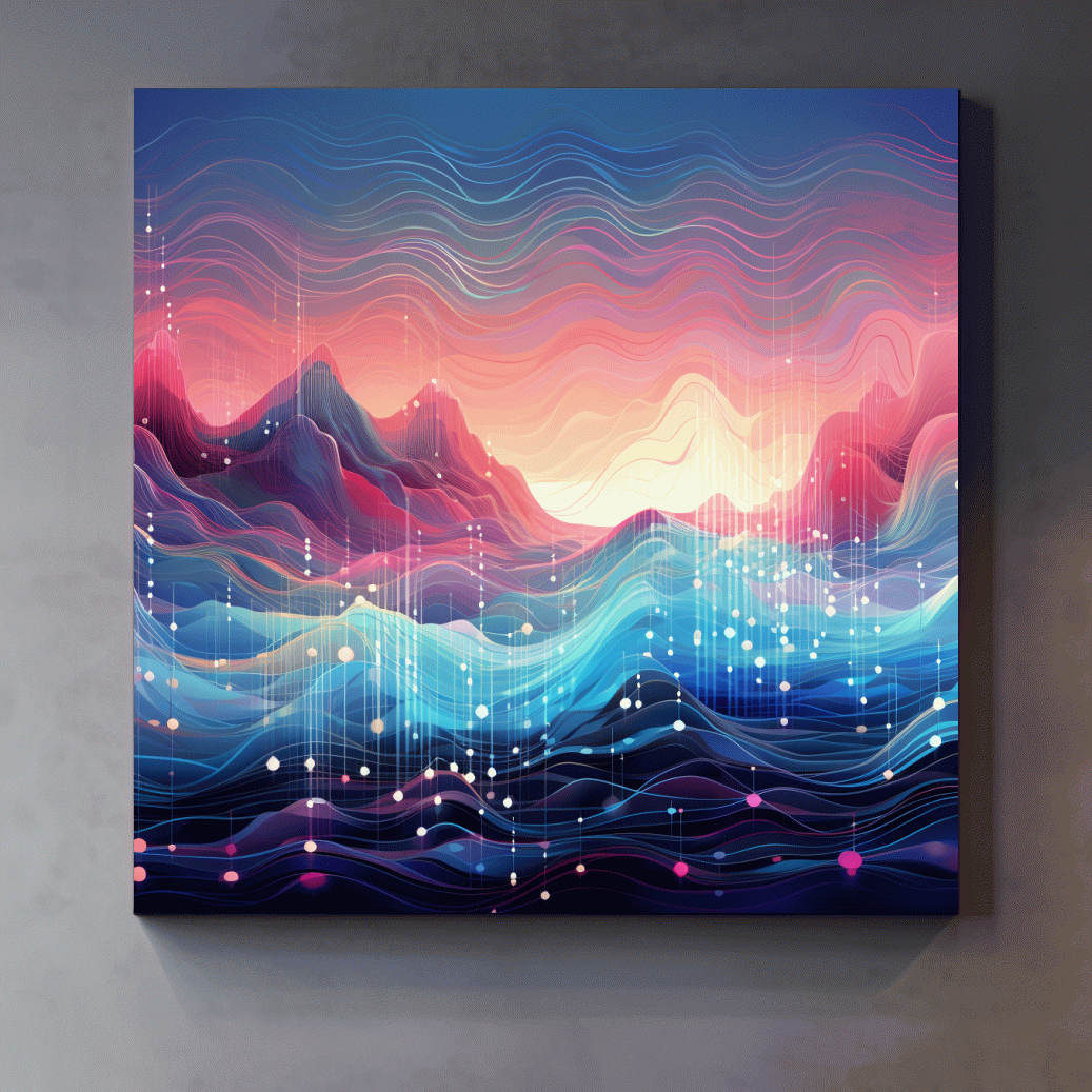 Funky colorful soundwave mountain patterns