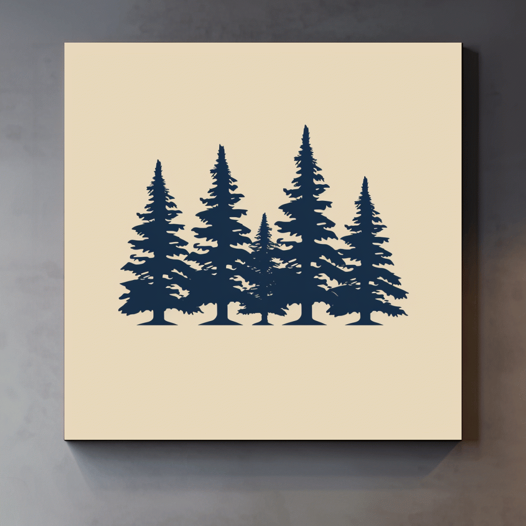 Minimal artwork, alpine treeline silhouette