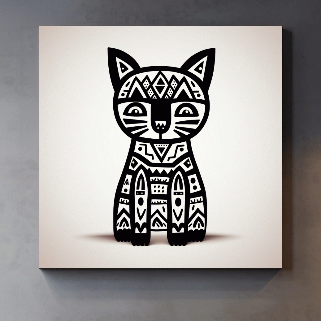 Outline of a quirky cartoon cat, minimal doodle art illustration