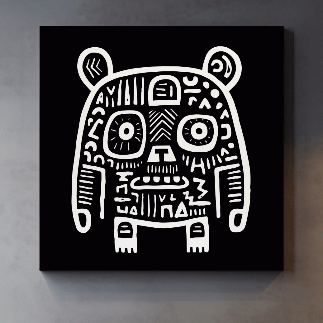 Bear artwork, quirky doodle style illustration