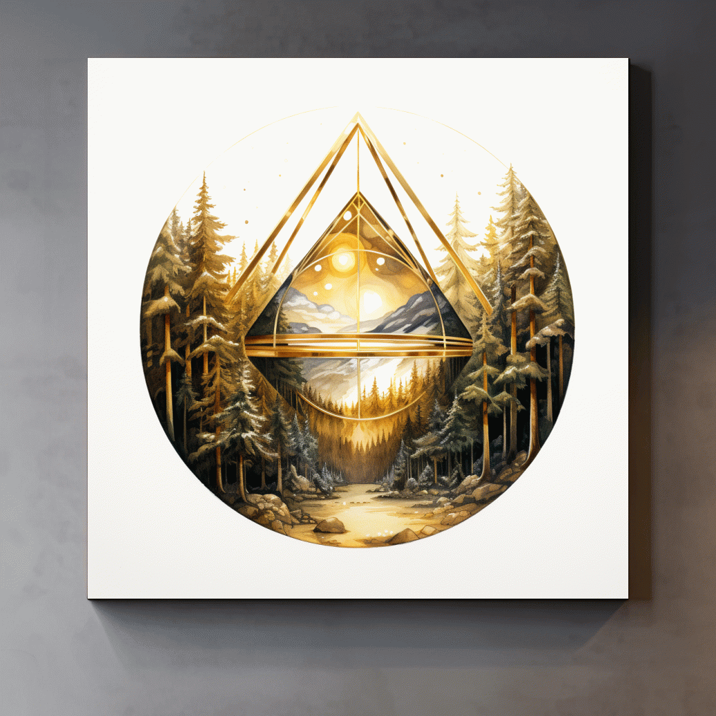 Elegant abstract golden forest painting