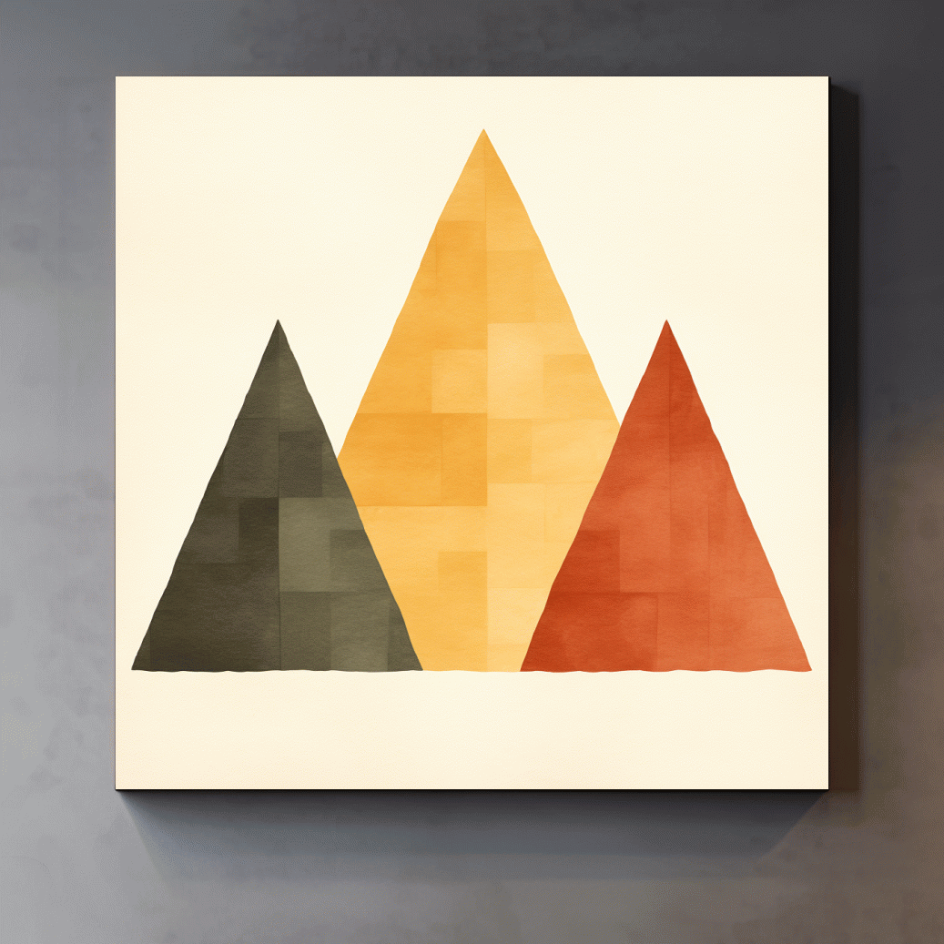 Minimal geometic mountain art, rustic boho style illustration