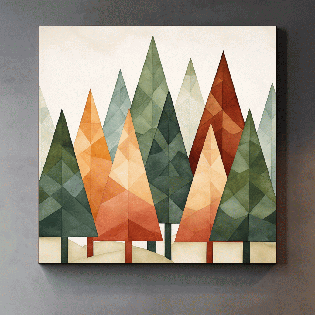 Rustic minimal forest art illustration