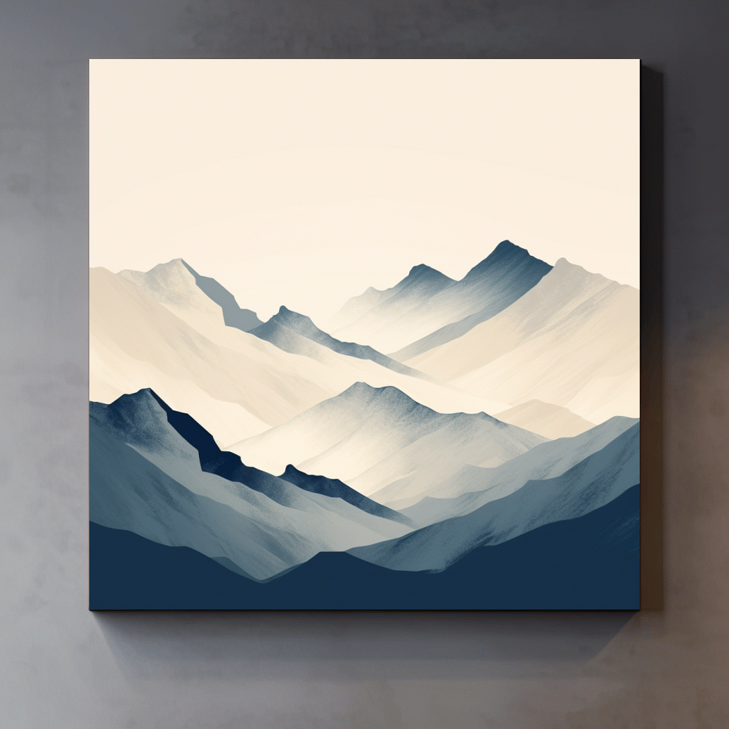 Rustic mountain artwork, minimal mountain shapes