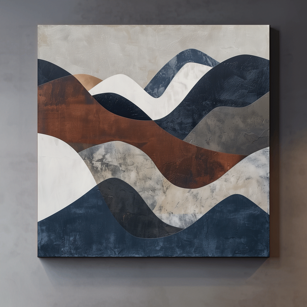 Modern abstract art, rolling mountain patterns wall art painting
