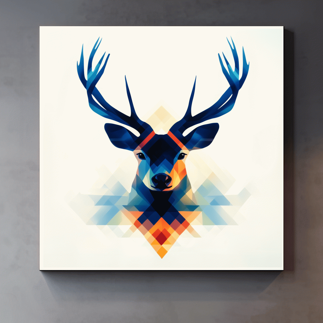 Colorful deer head illustration print wall art