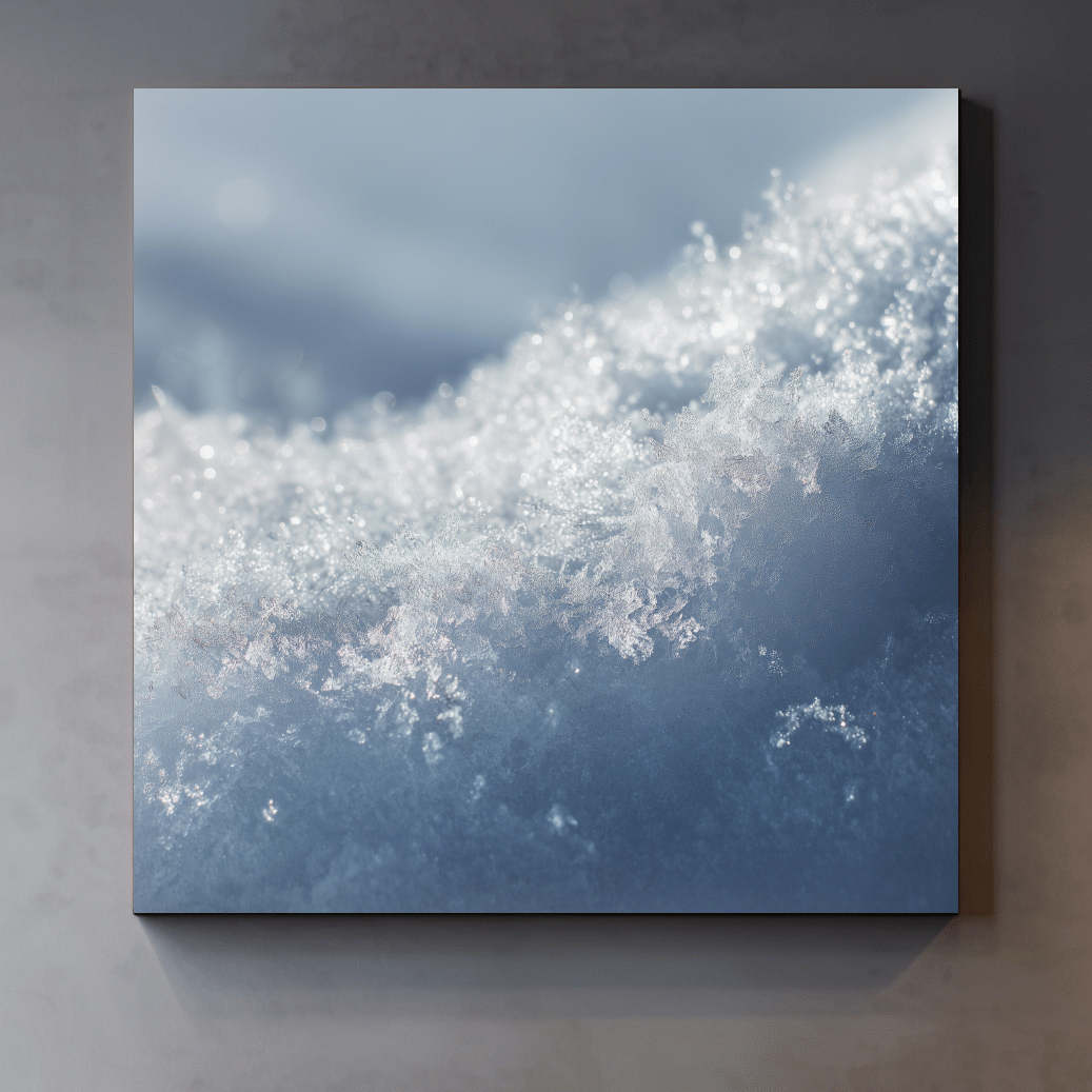 Sparkling Snowflake Ice Crystal Macro - Minimalist Winter Nature Wall Art