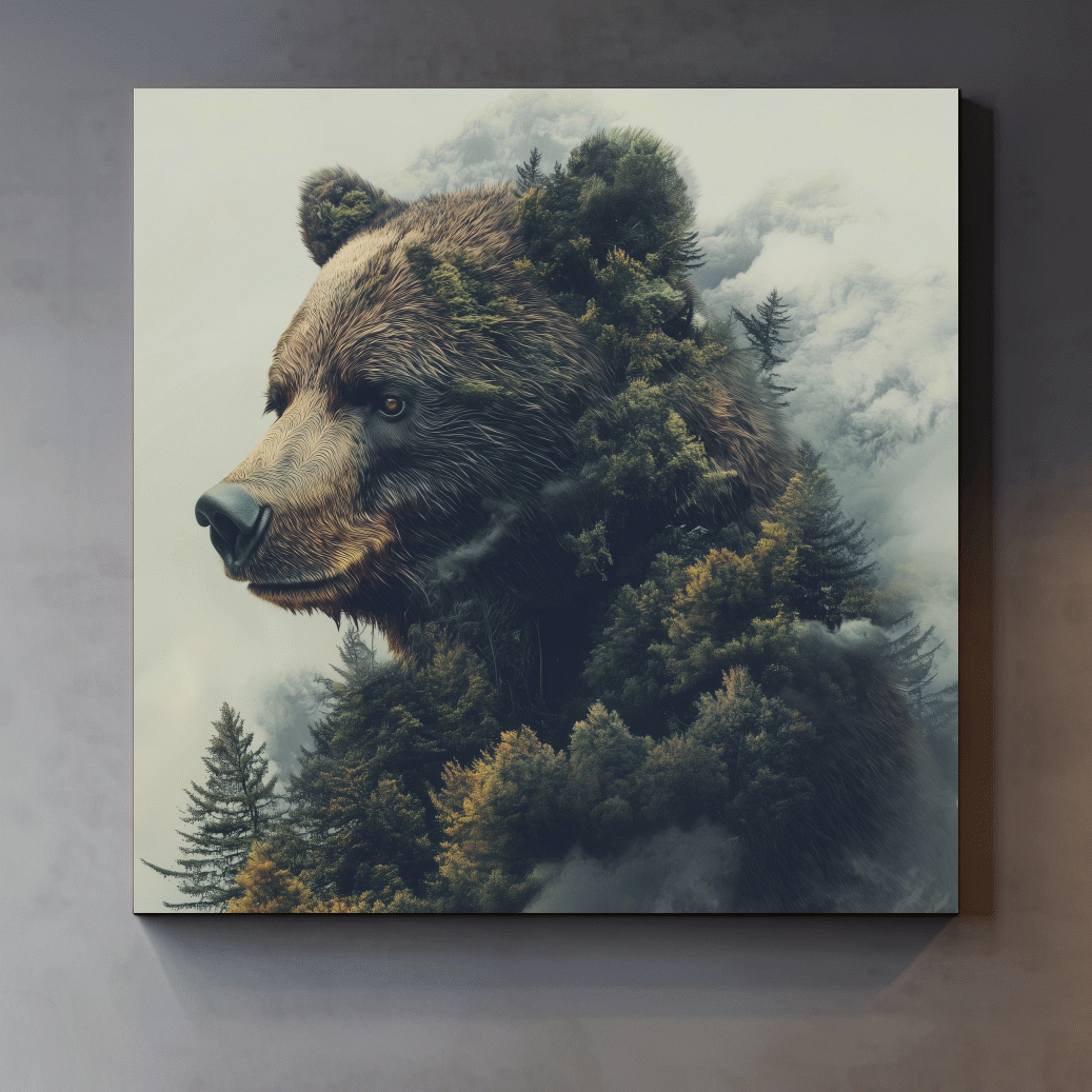 Surreal Grizzly Bear Forest - Wildlife Nature Wall Art