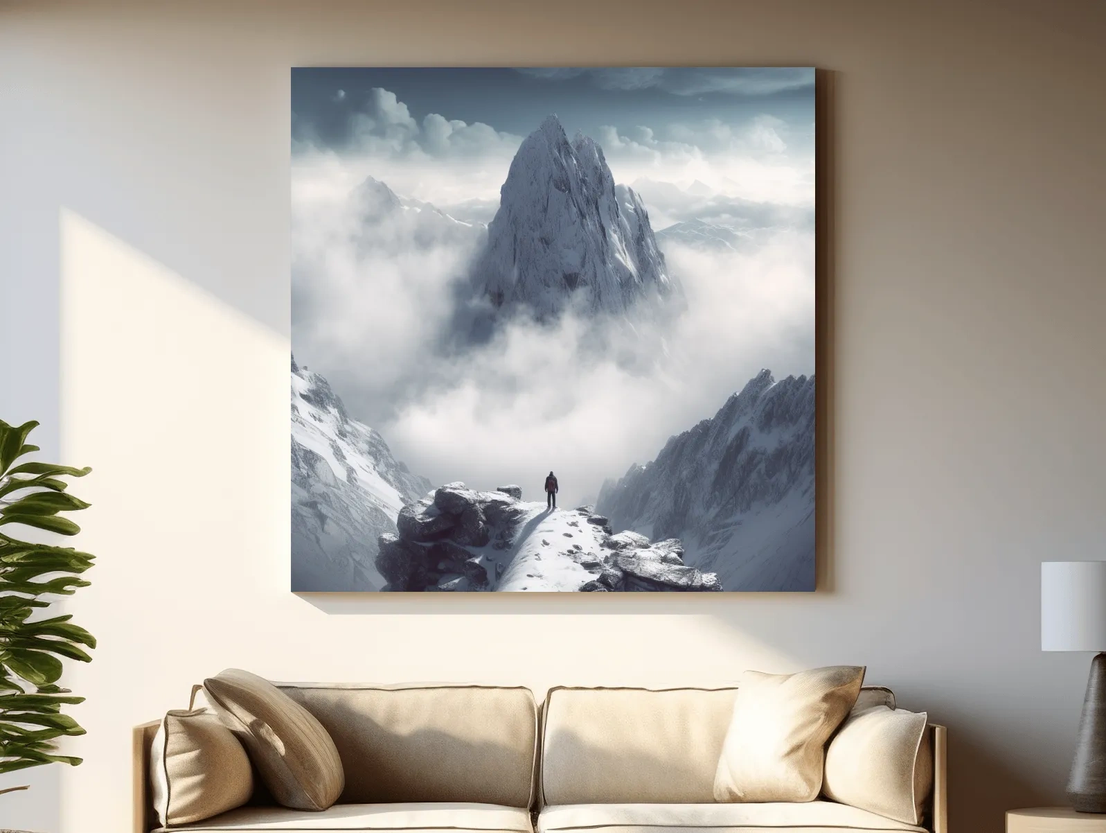 Epic Snowy Mountain Peak Above Clouds - Cinematic Alpine Landscape Wall Art