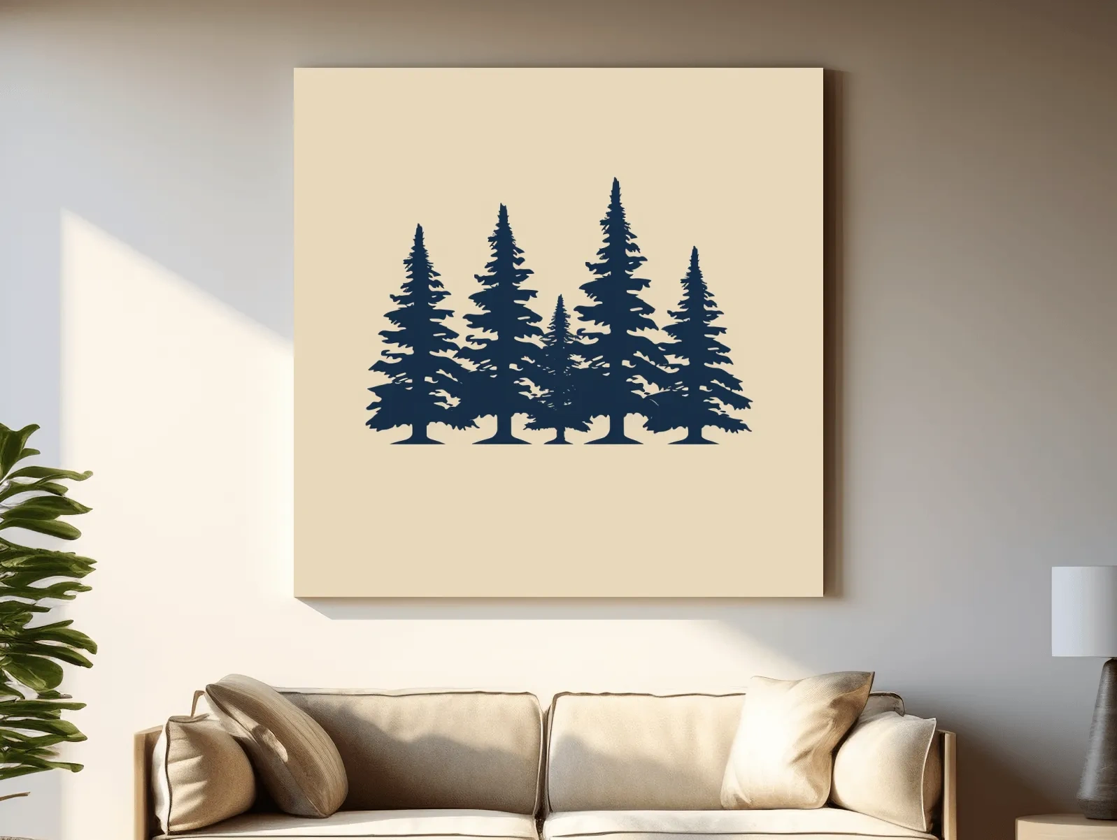 Minimalist Evergreen Pine Tree Silhouettes - Scandinavian Forest Wall Art