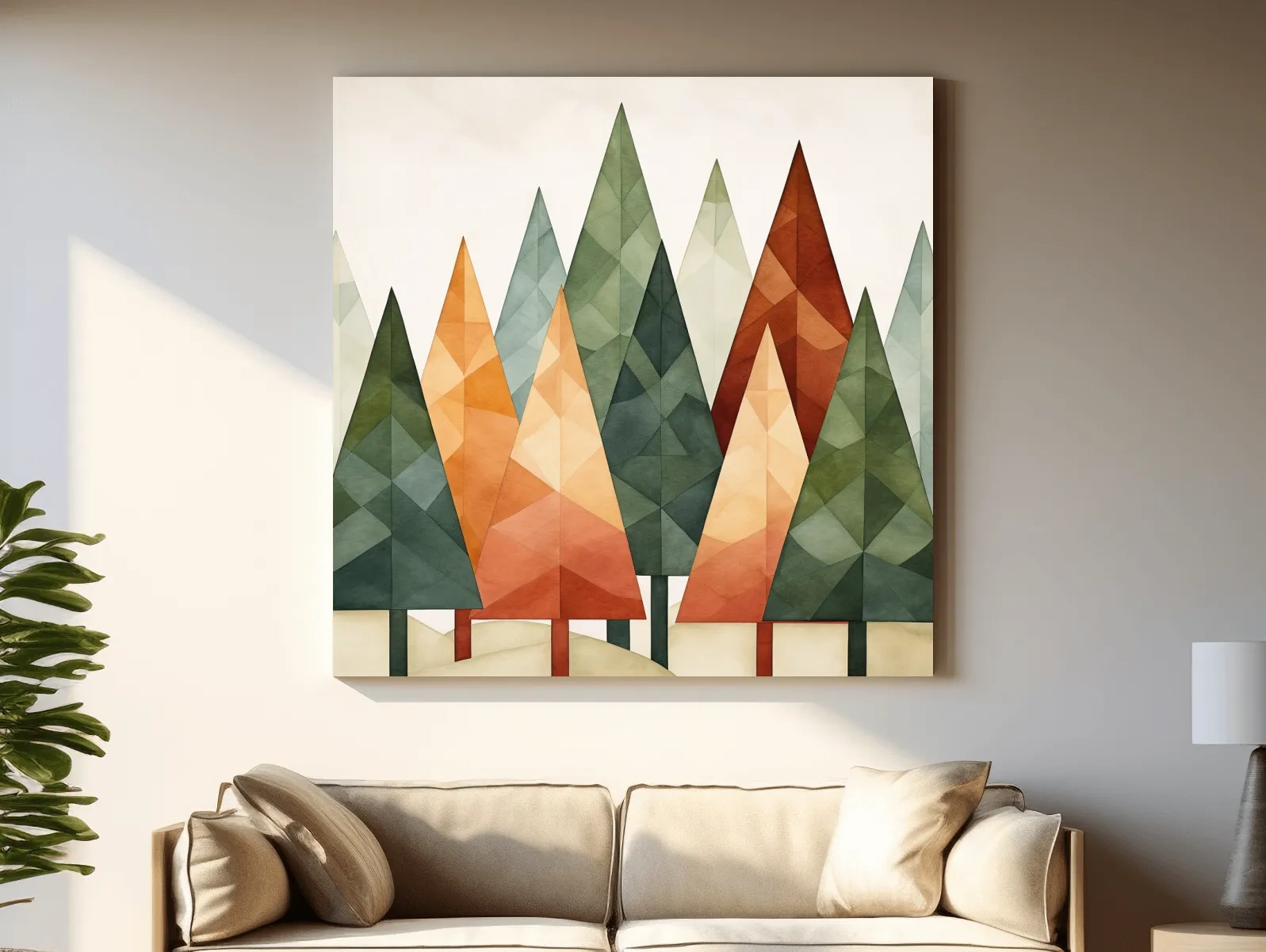 Rustic Watercolor Pine Forest - Scandinavian Nature Wall Art