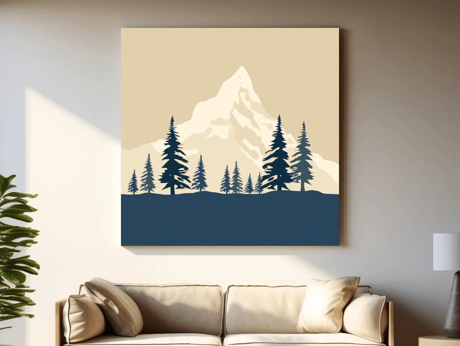 Minimalist Rustic Alpine Mountain Silhouette - Scandinavian Pine Forest Landscape Wall Art