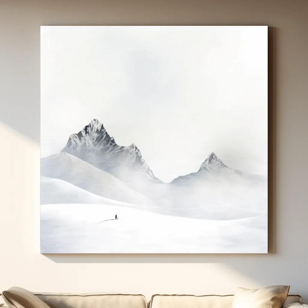 Black and White minimal mountain art