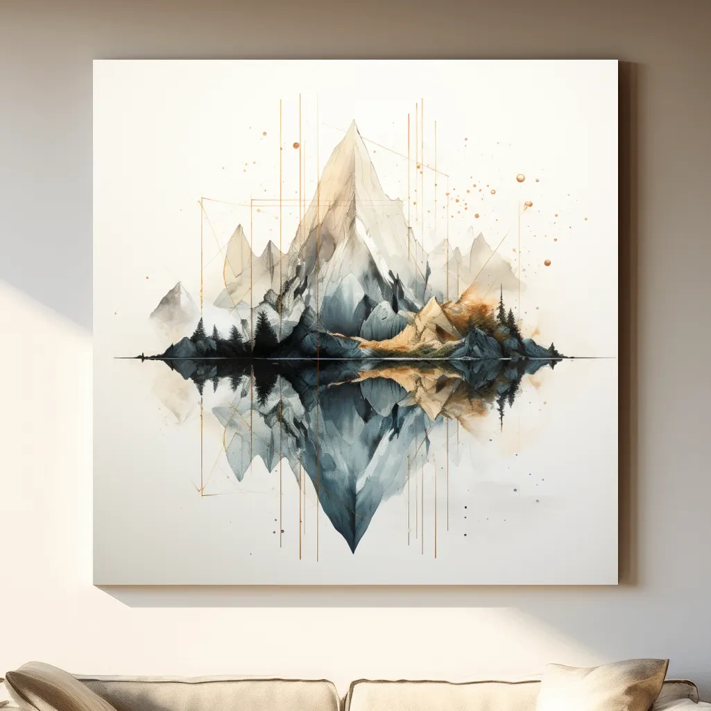 Minimal art of reflective mountains