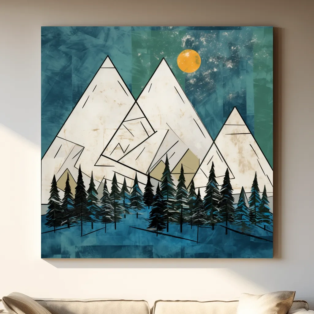 Mountain illustration artwork, treeline in the alpine