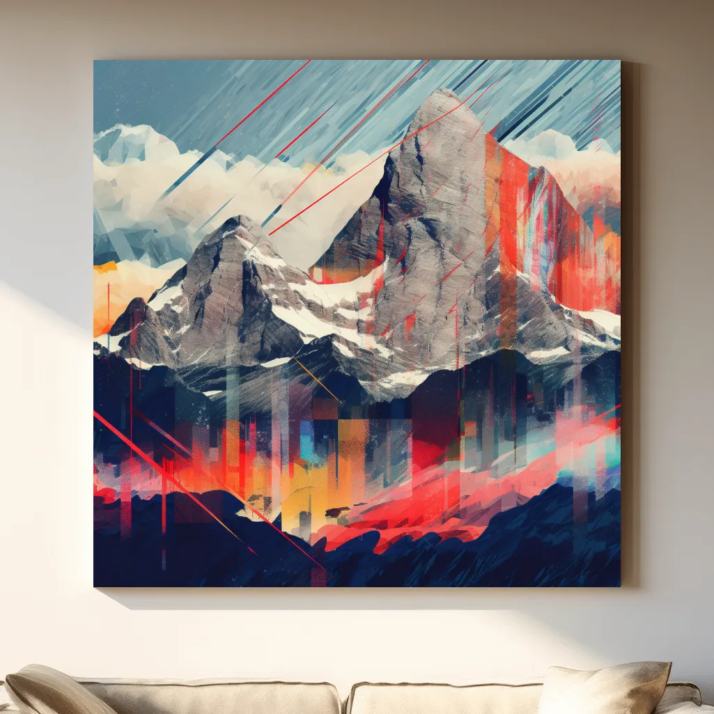 Abstract mountain, colourful glitch art