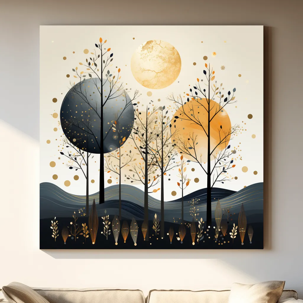 Surreal illustation of a chic boho forest