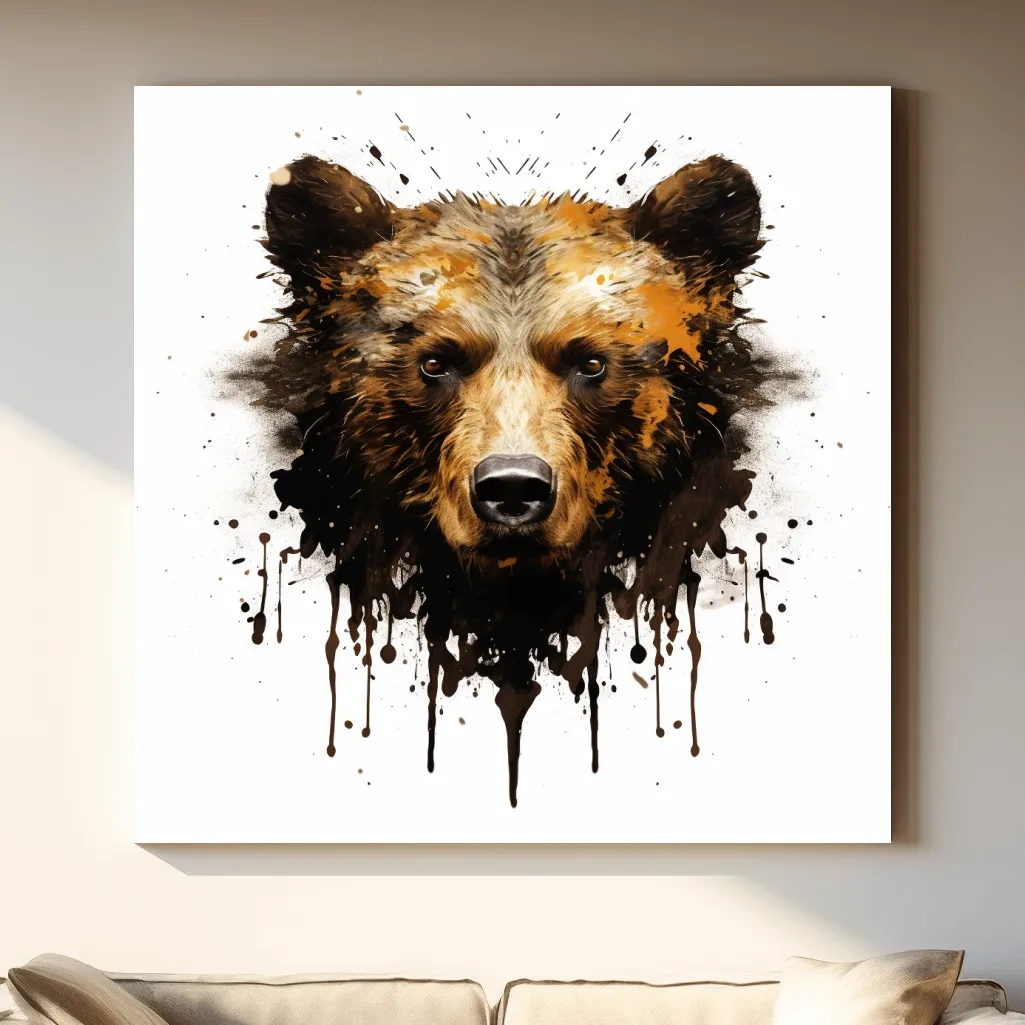 Rorschach inkblot style painting of a bear head
