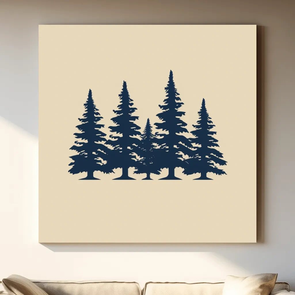 Minimal artwork, alpine treeline silhouette