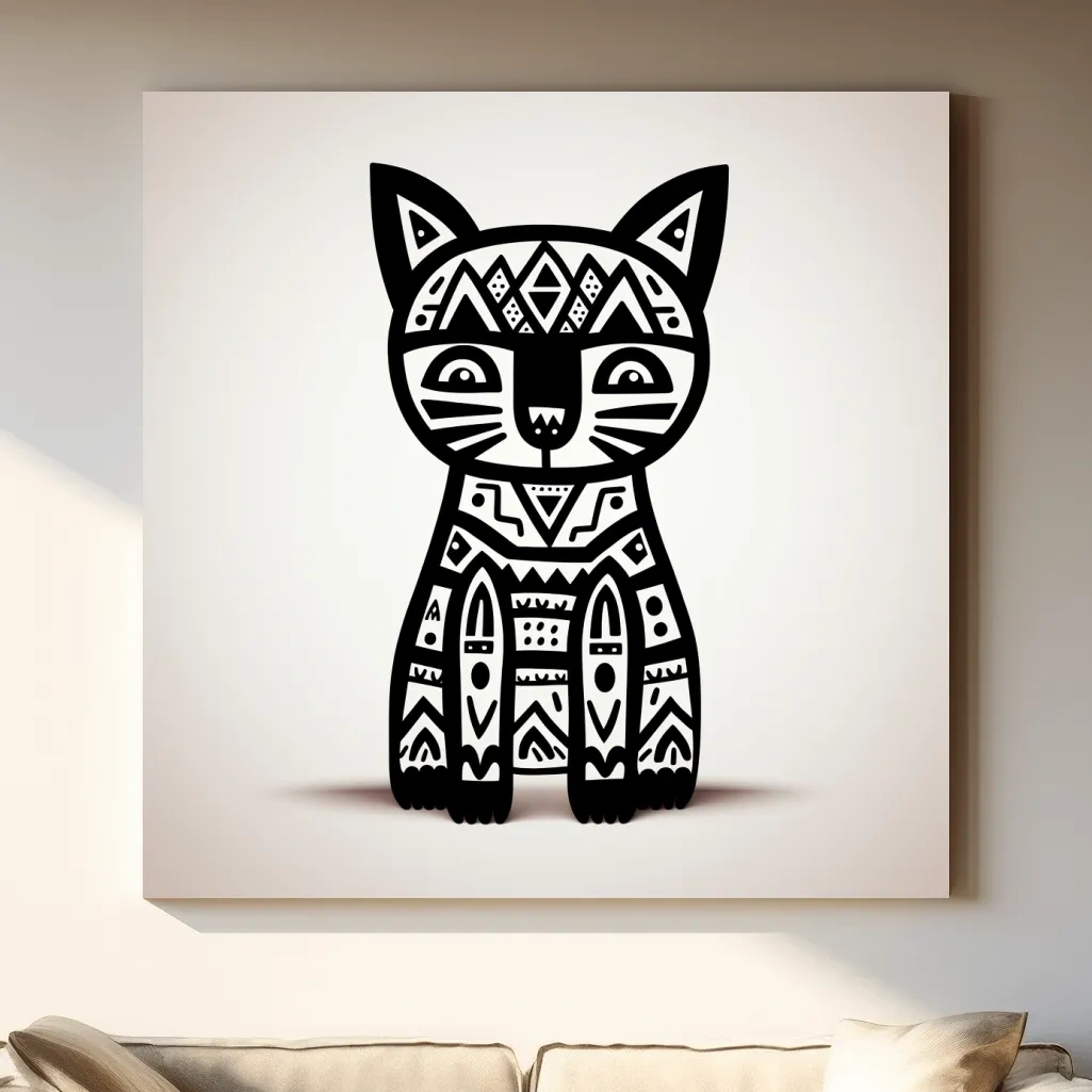 Outline of a quirky cartoon cat, minimal doodle art illustration