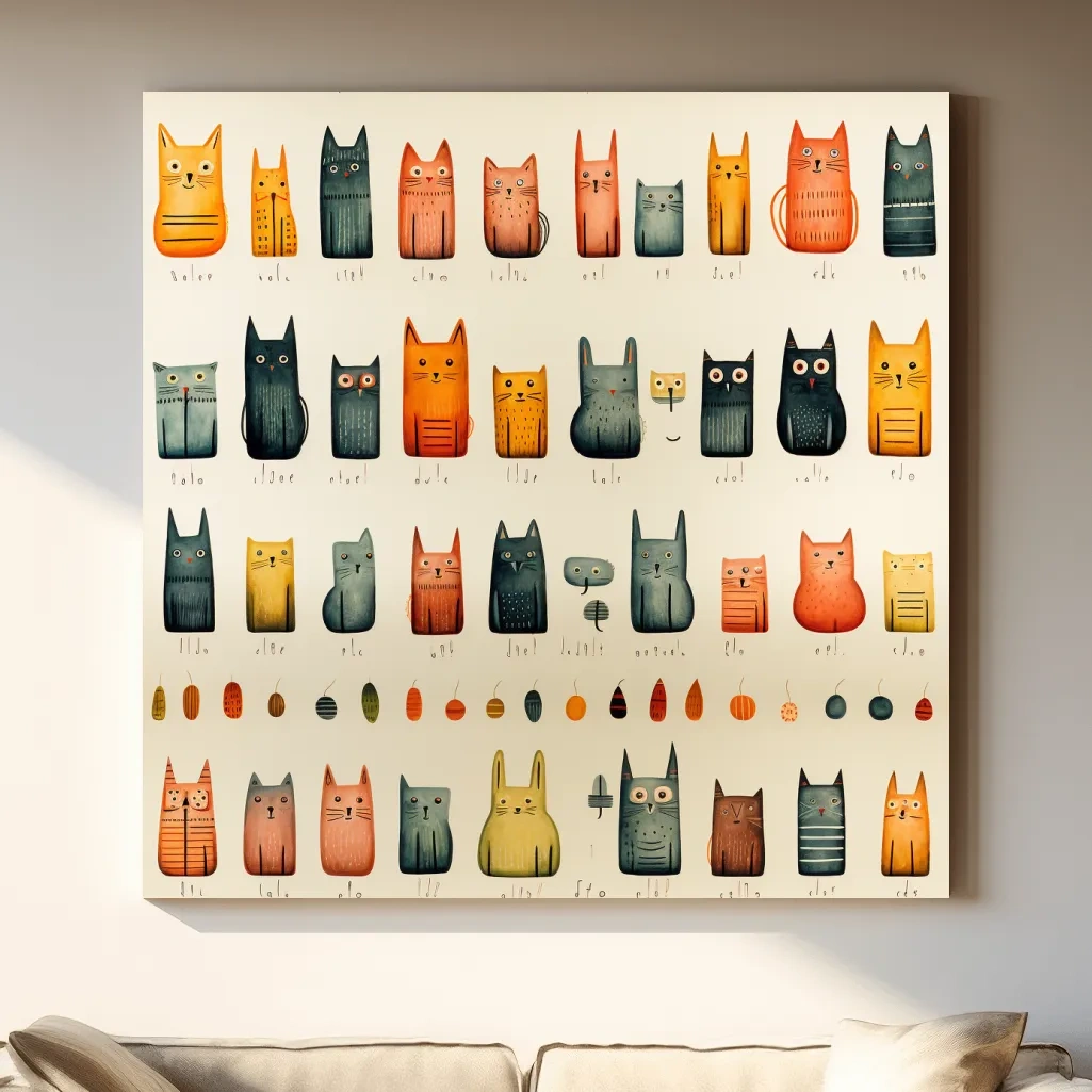 Quirky cats illustration artwork print