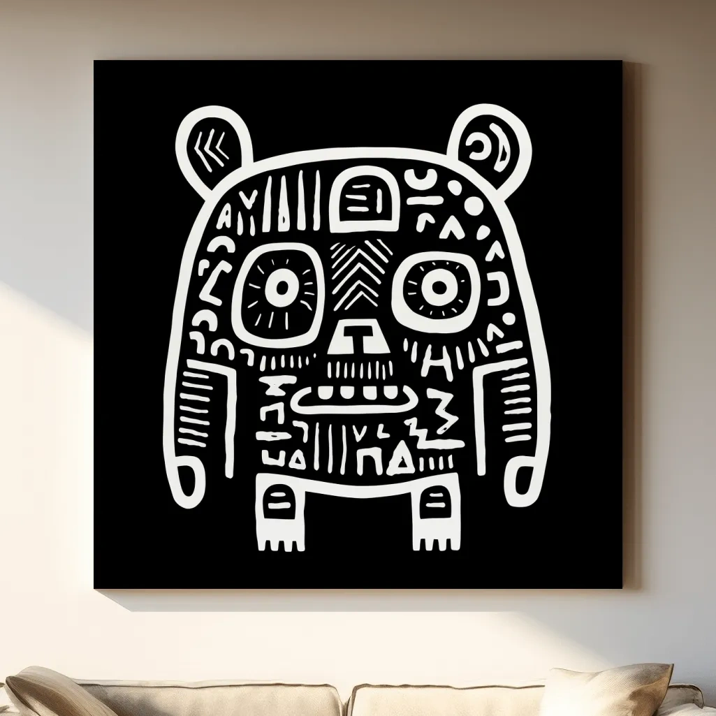 Bear artwork, quirky doodle style illustration