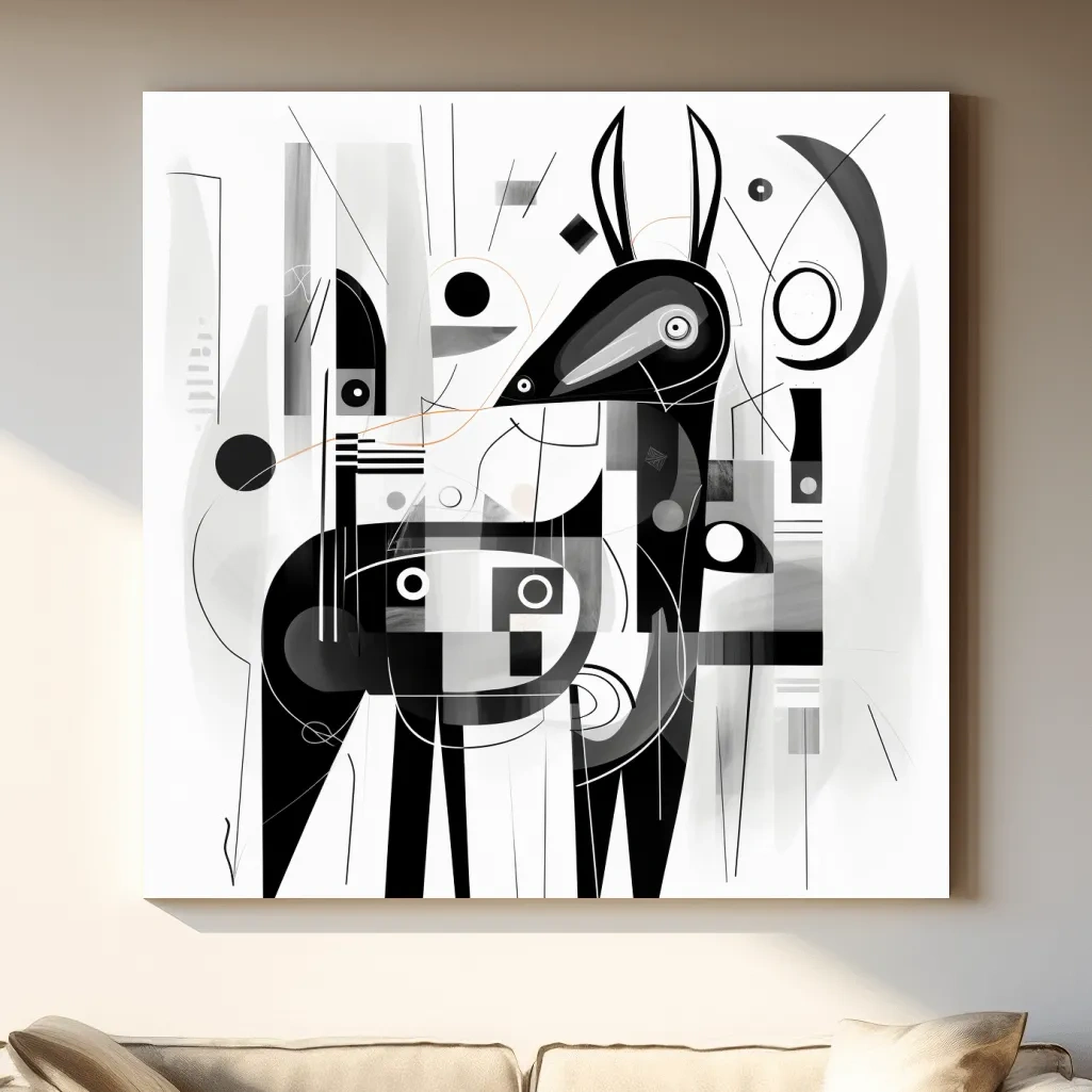 Abstract Geometric Deer Illustration - Mid Century Animal Wall Art