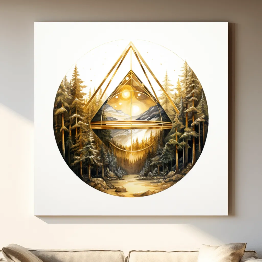 Elegant abstract golden forest painting
