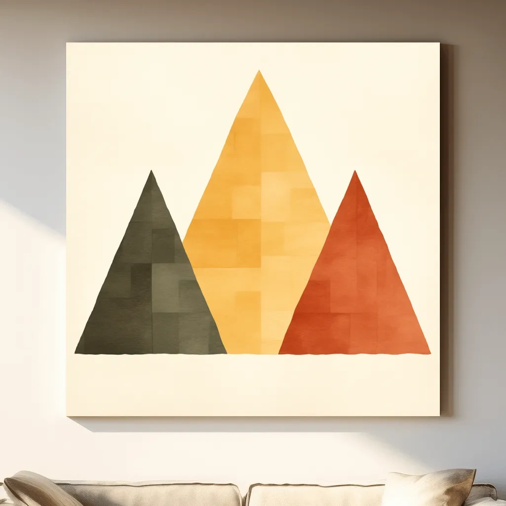 Minimal geometic mountain art, rustic boho style illustration