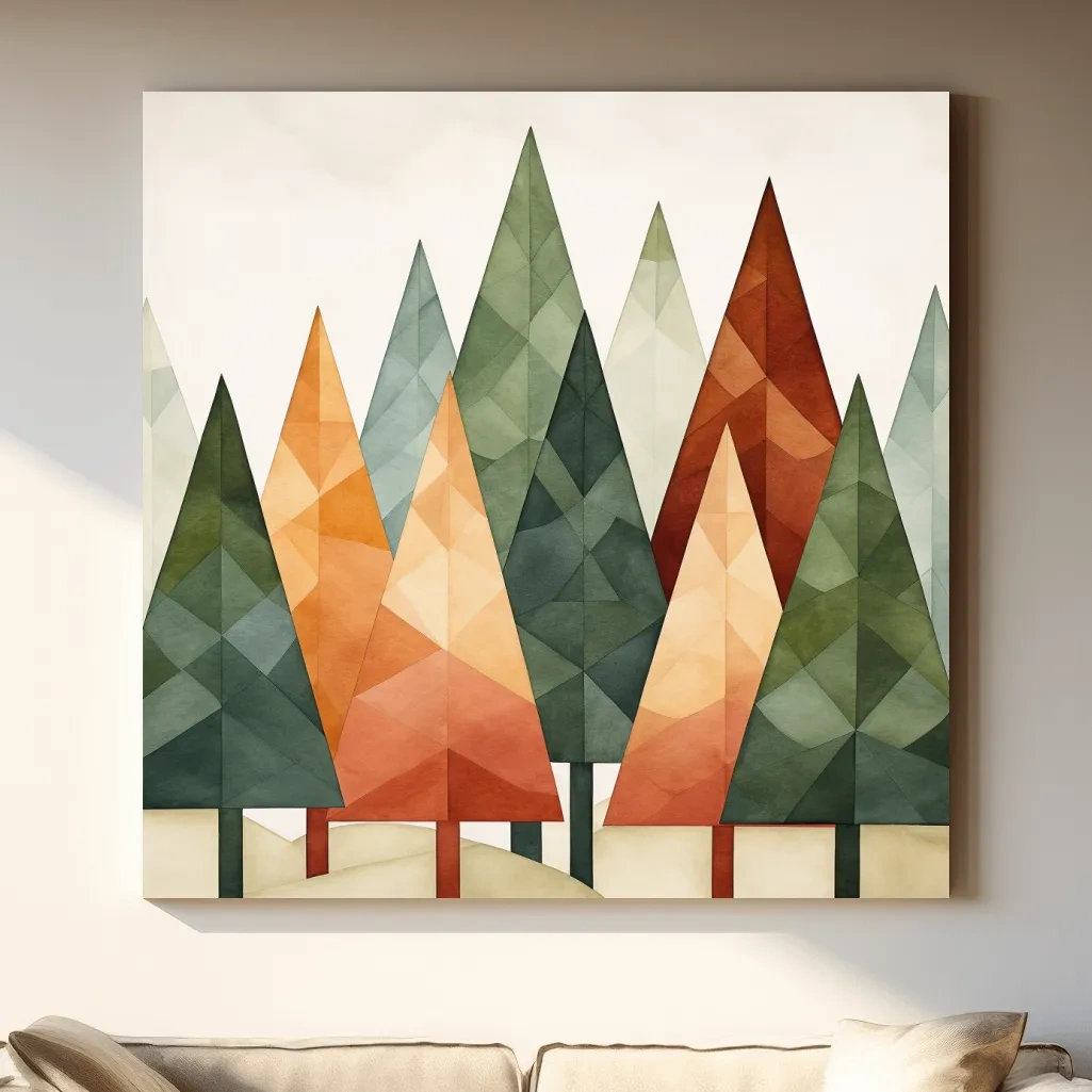 Rustic Watercolor Pine Forest - Scandinavian Nature Wall Art