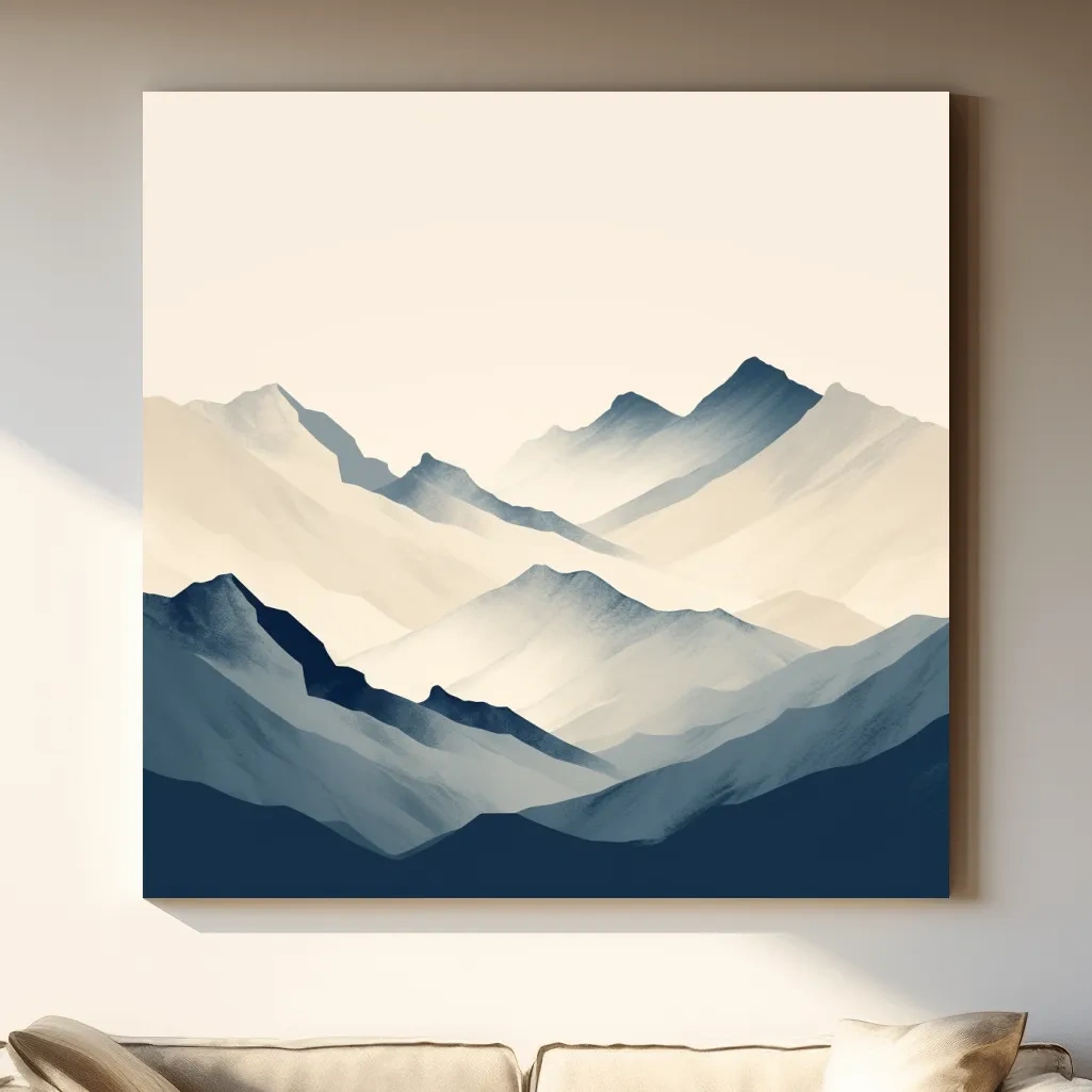 Rustic mountain artwork, minimal mountain shapes