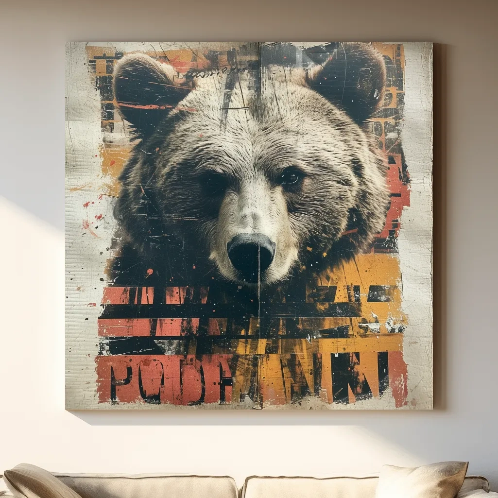 Grizzly bear collage artwork illustration