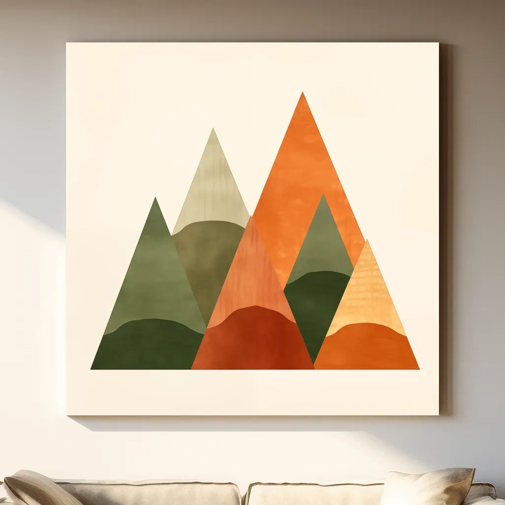 Rustic boho geometic mountain art illustration