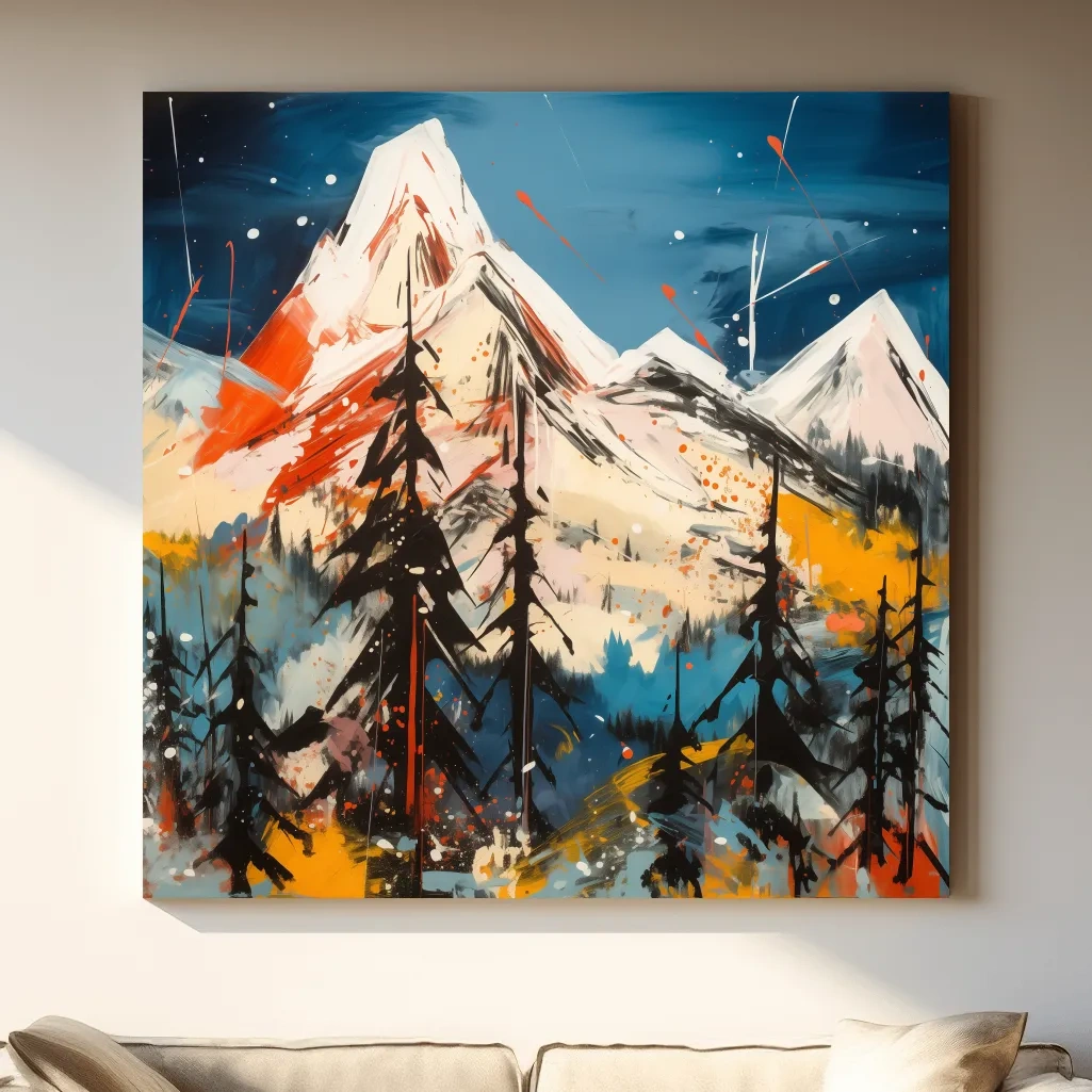 Vibrant Abstract Alpine Mountain Peaks - Bold Contemporary Painting Wall Art