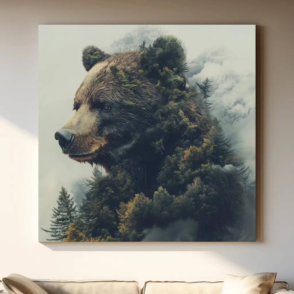 Surreal Grizzly Bear Forest - Wildlife Nature Wall Art