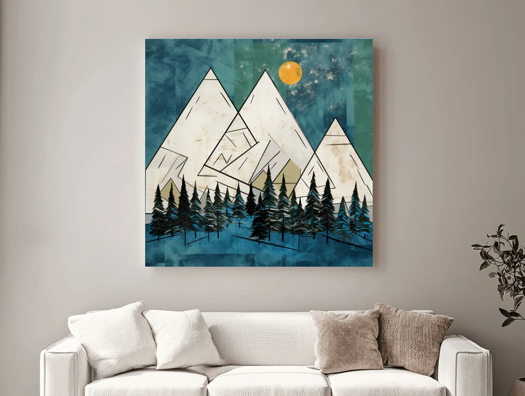 Mountain illustration artwork, treeline in the alpine
