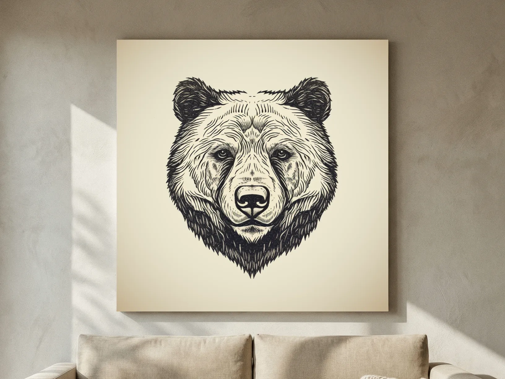 Vintage Grizzly Bear Line Drawing - Minimalist Wildlife Wall Art