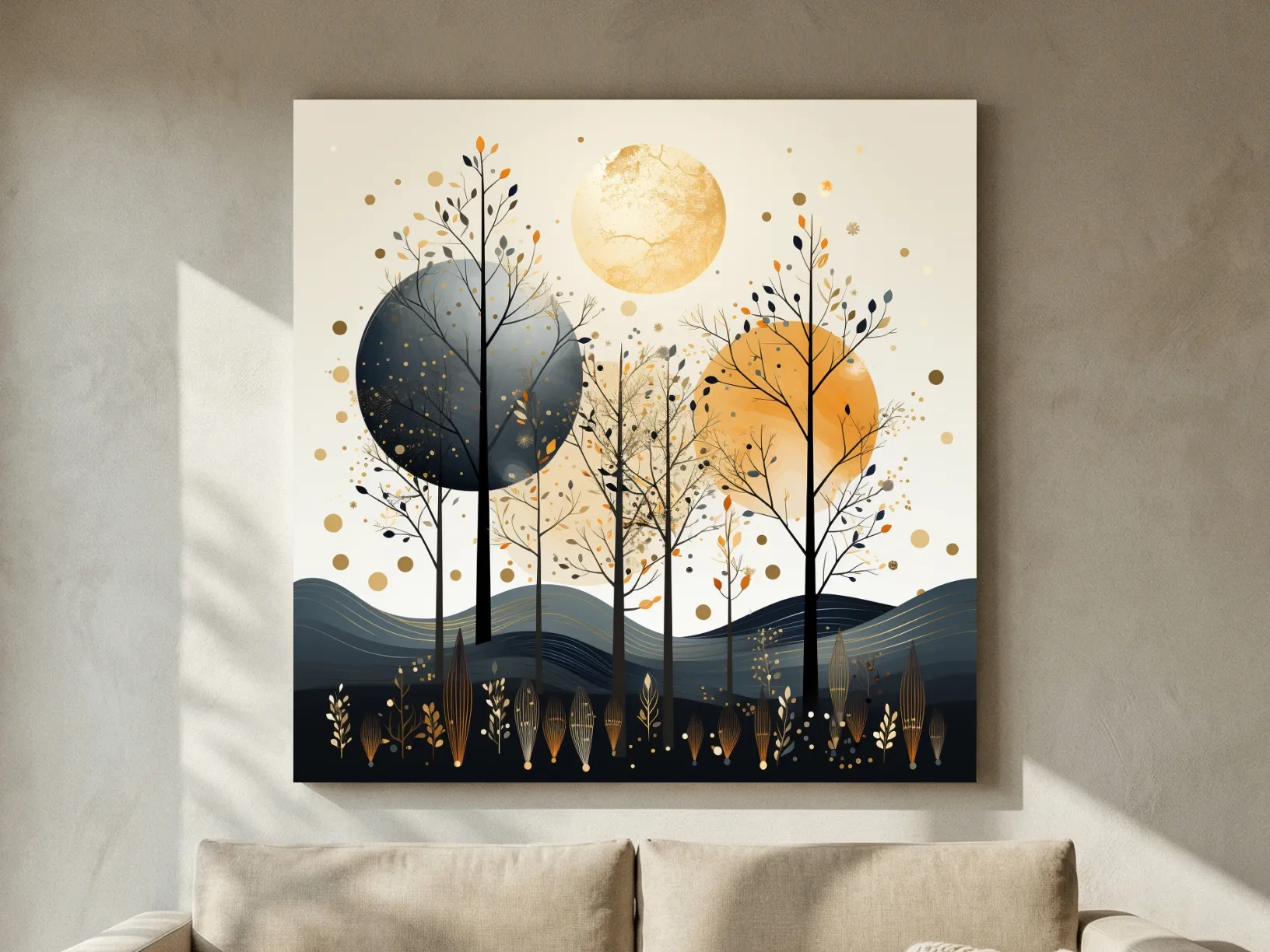 Chic Boho Tree Forest Landscape - Surreal Modern Wall Art