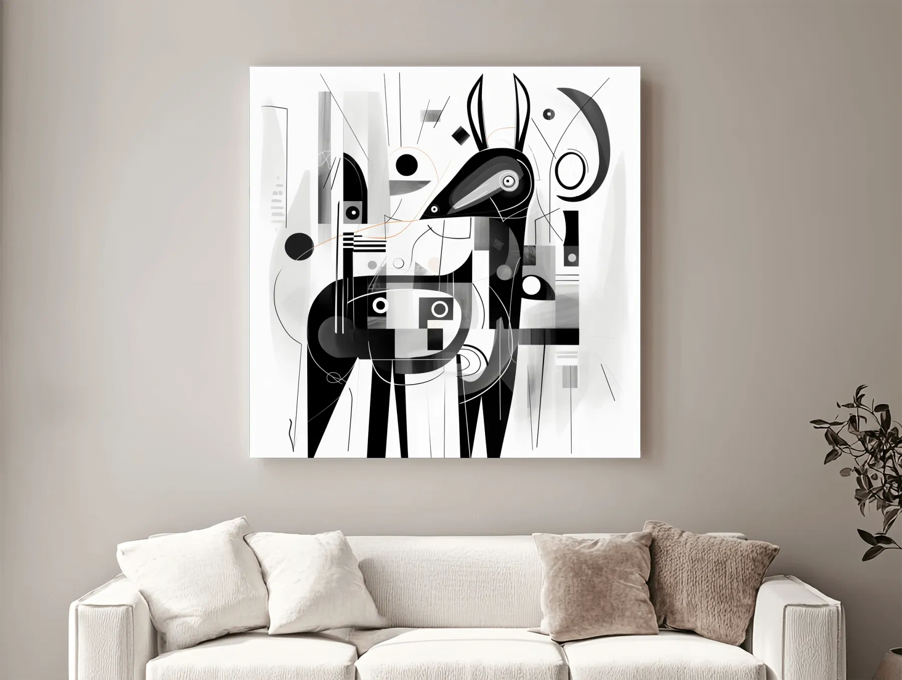 Abstract geometric painting of a deer