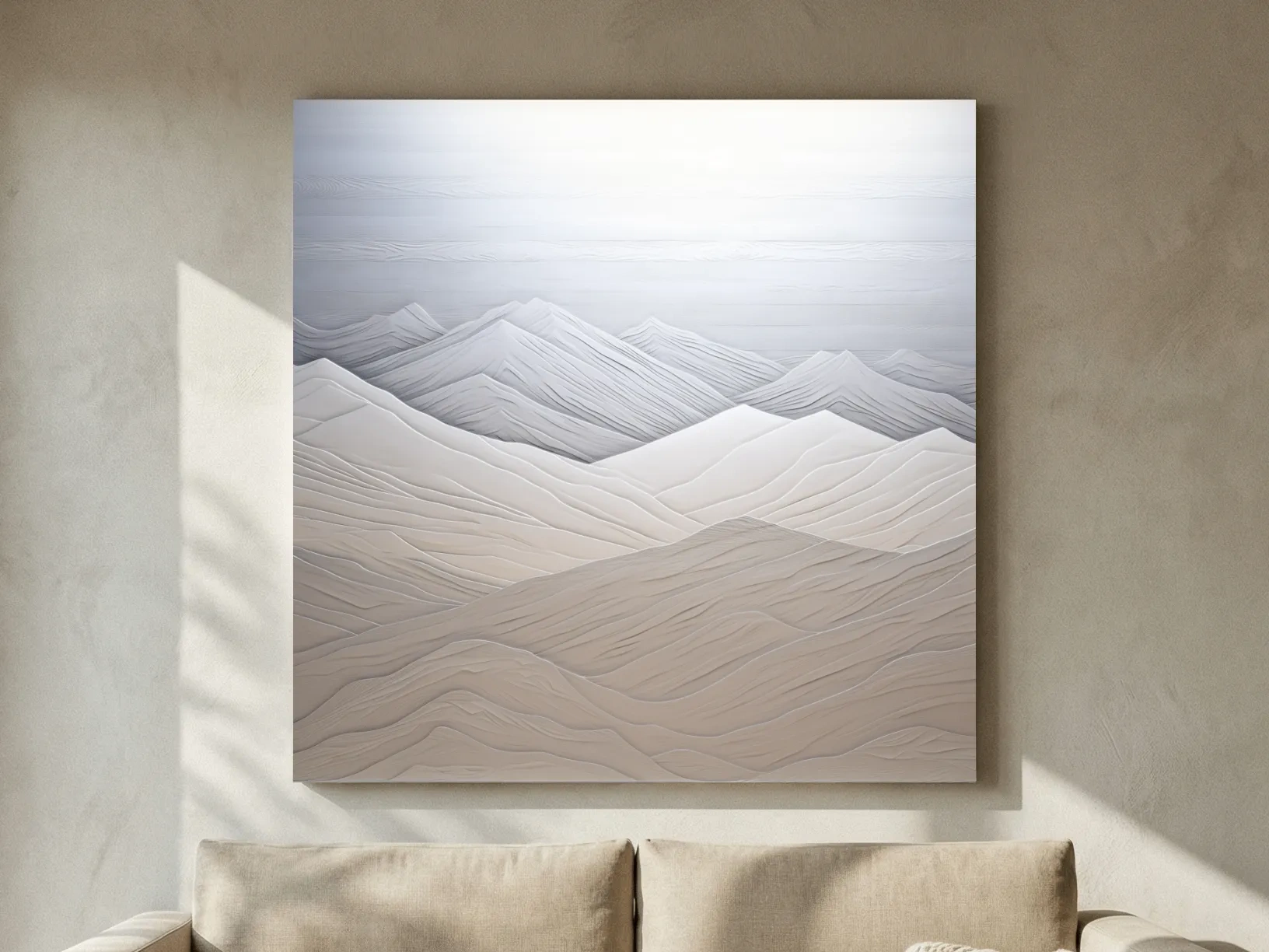 Minimalist Layered Mountain Relief Landscape - Monochrome Artwork