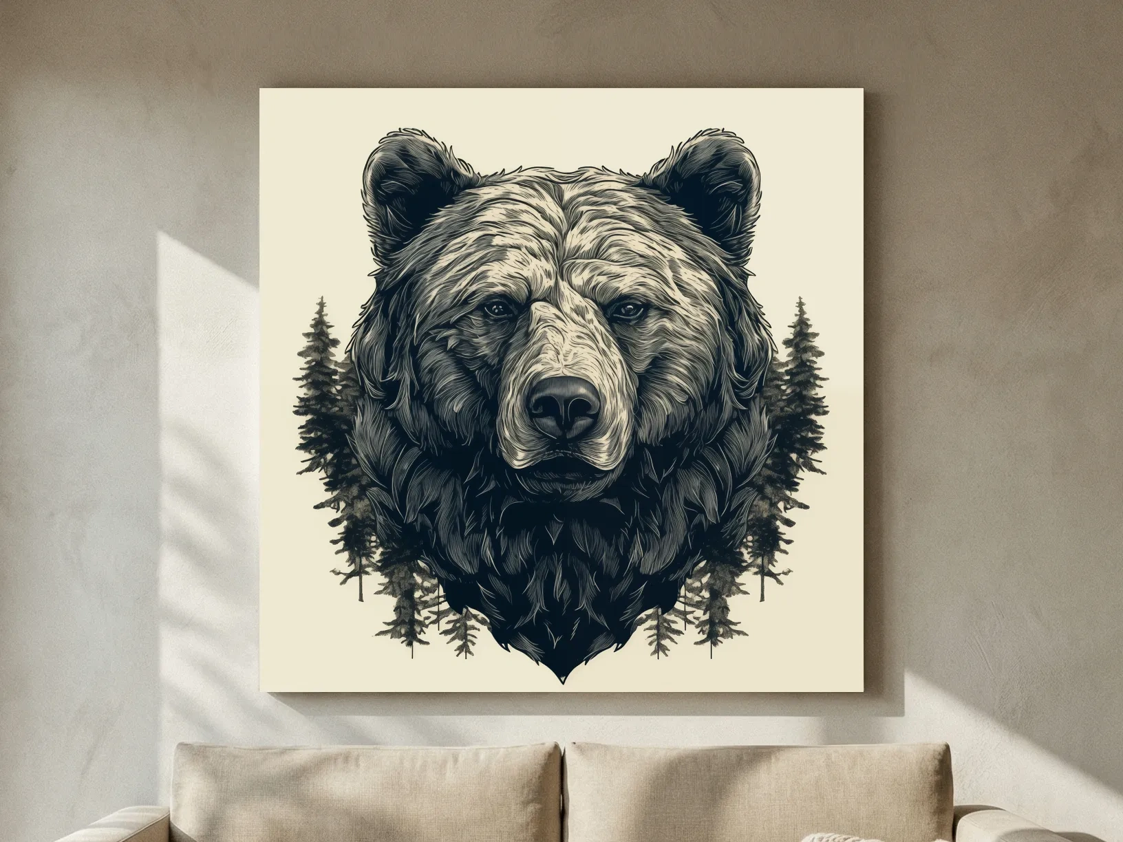 Grizzly Bear Portrait Illustration Artwork - Vintage Wilderness Forest Wall Art