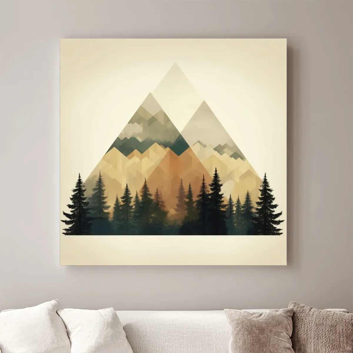 Minimal patterned mountain artwork