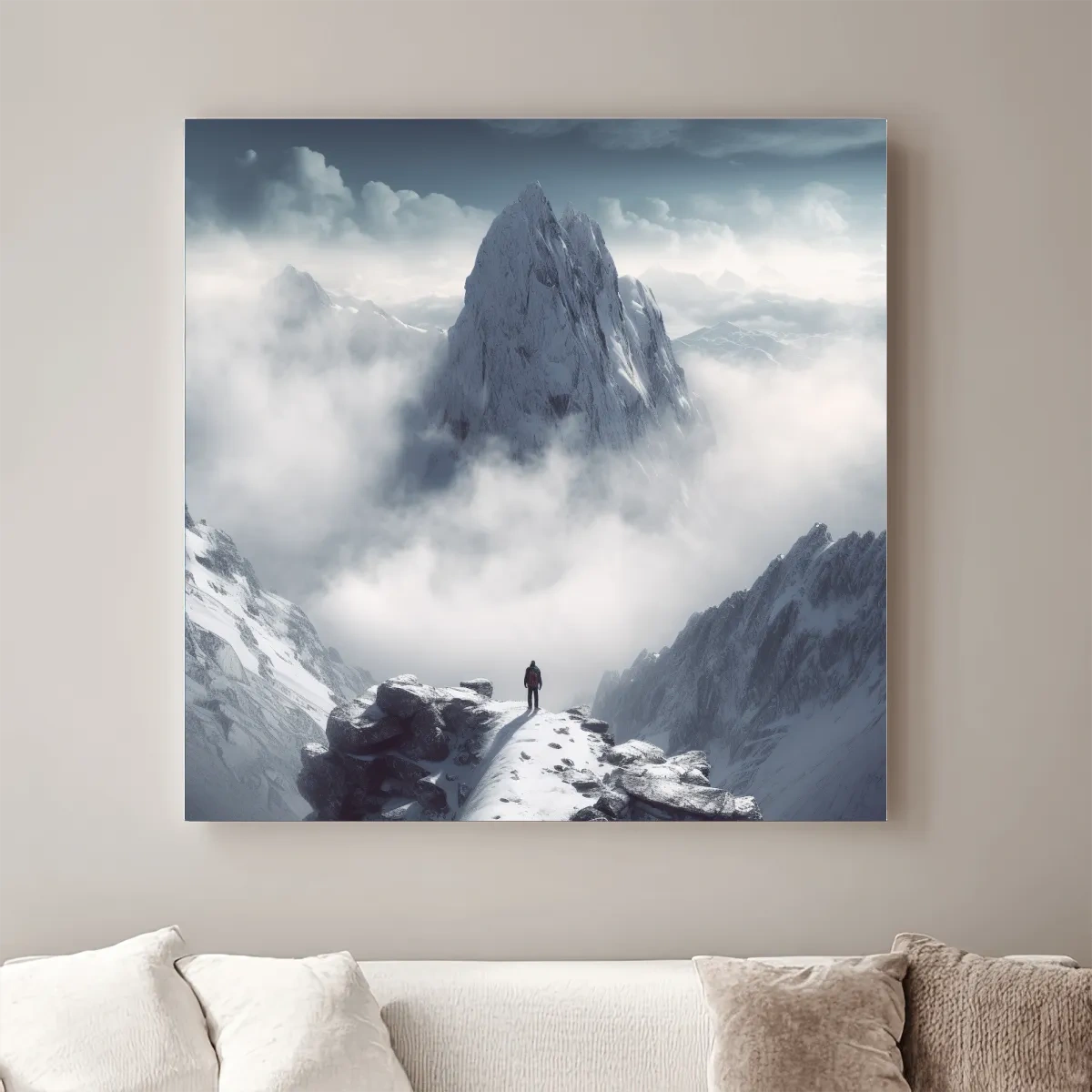 Epic Snowy Mountain Peak Above Clouds - Cinematic Alpine Landscape Wall Art