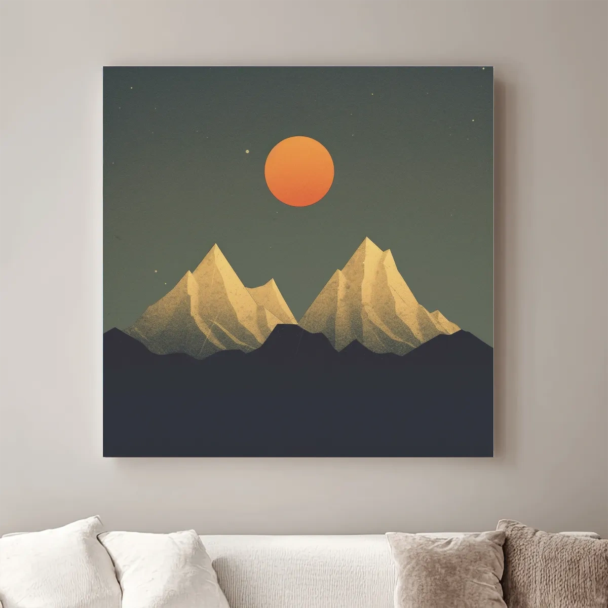 Minimal art of snow capped mountains