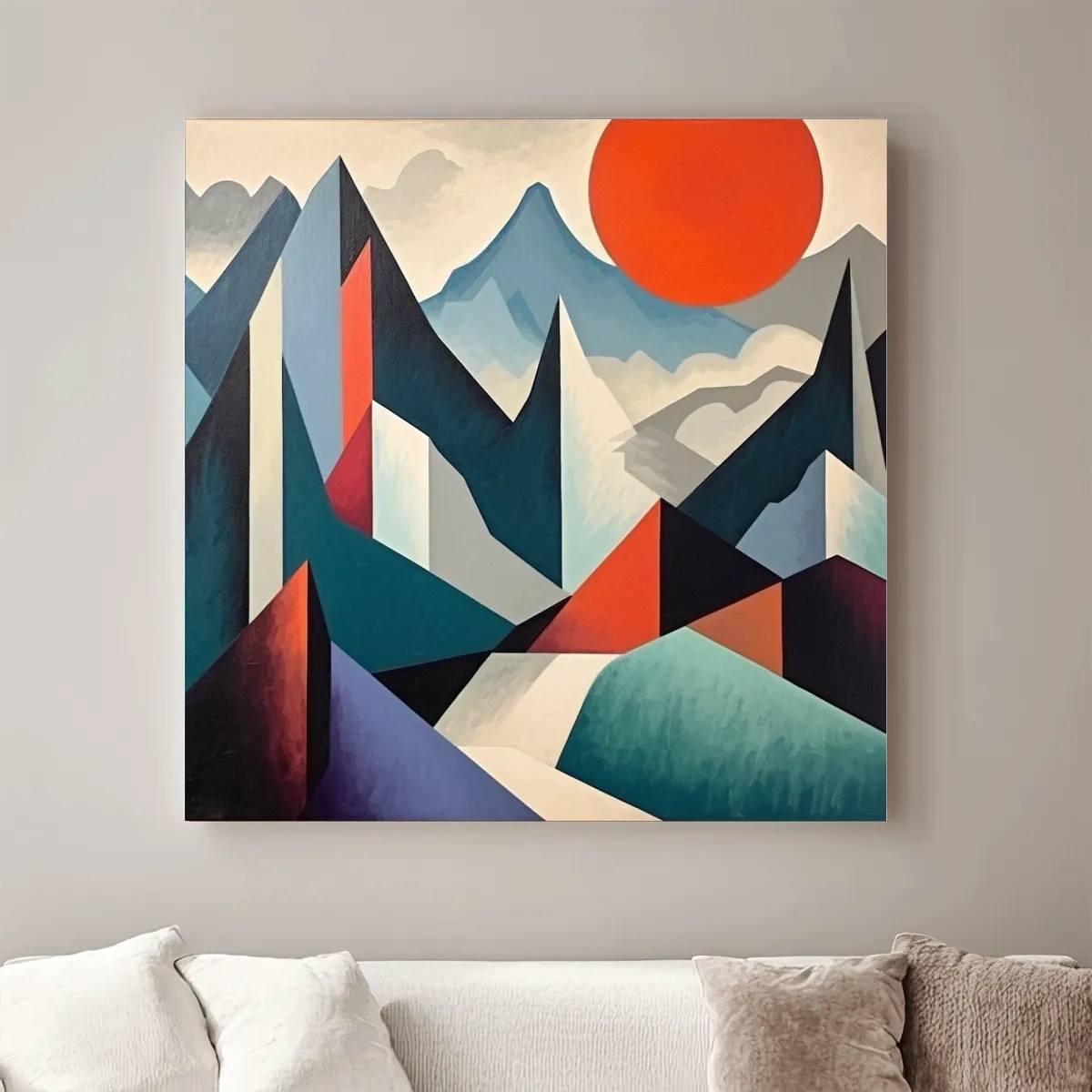 Abstract suprematism mountain painting