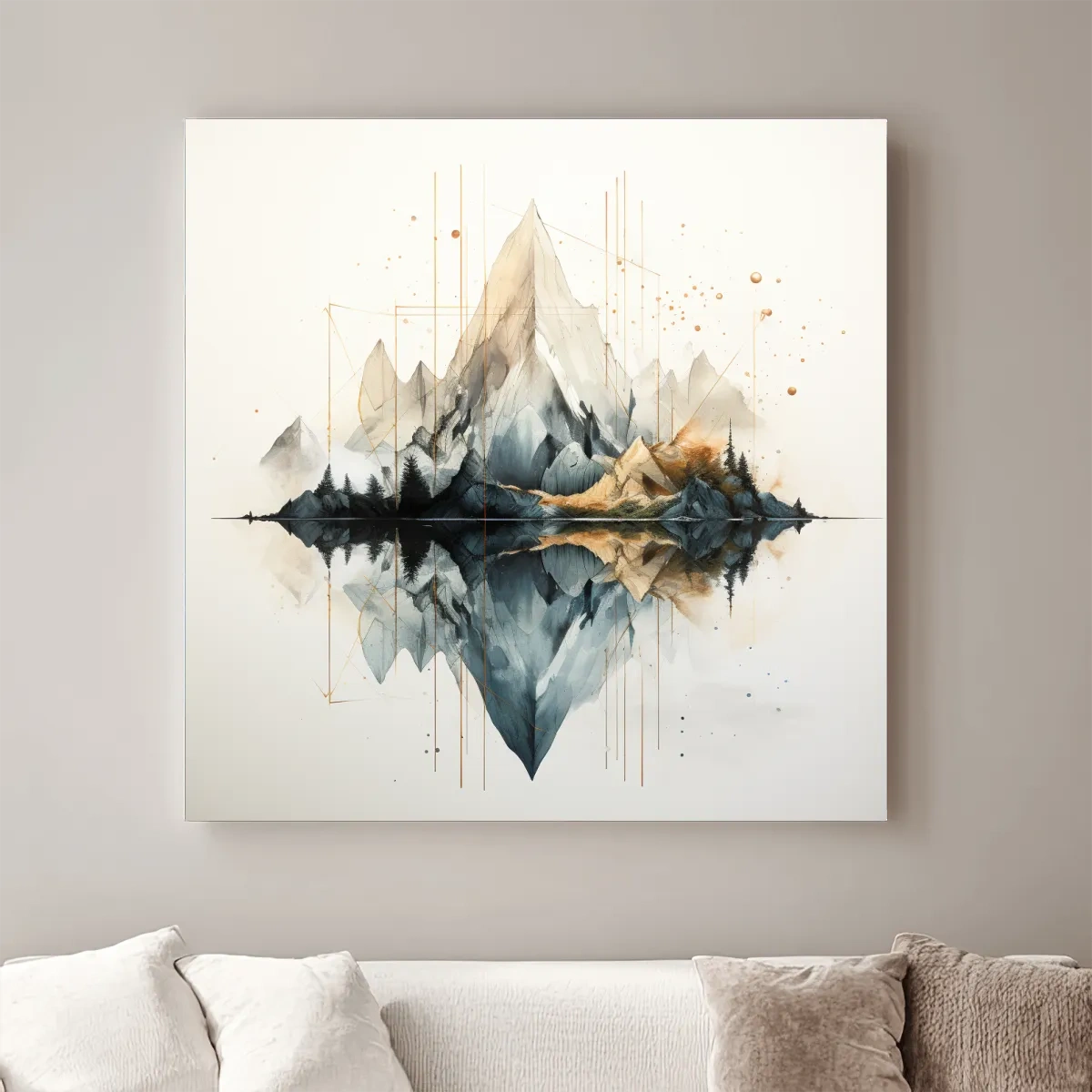 Minimal art of reflective mountains