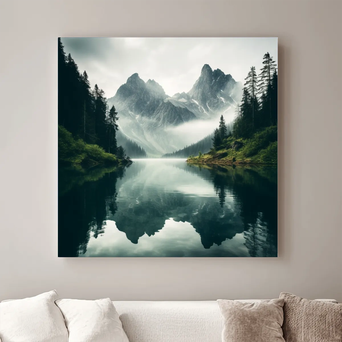 Photographic art, morning mountain mist