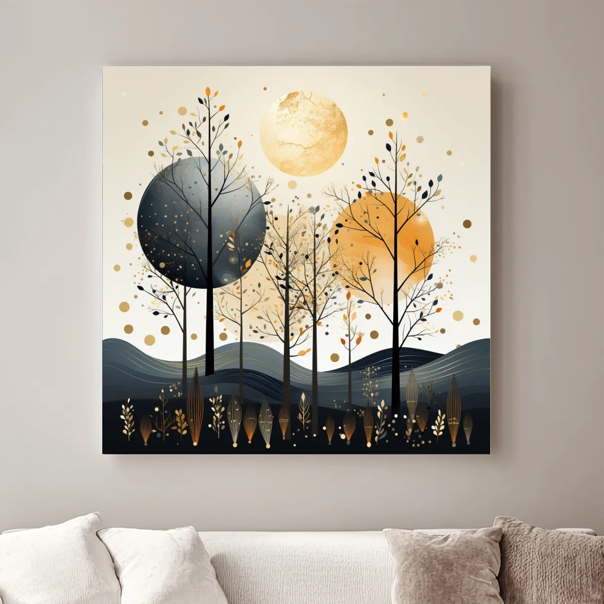 Surreal illustation of a chic boho forest